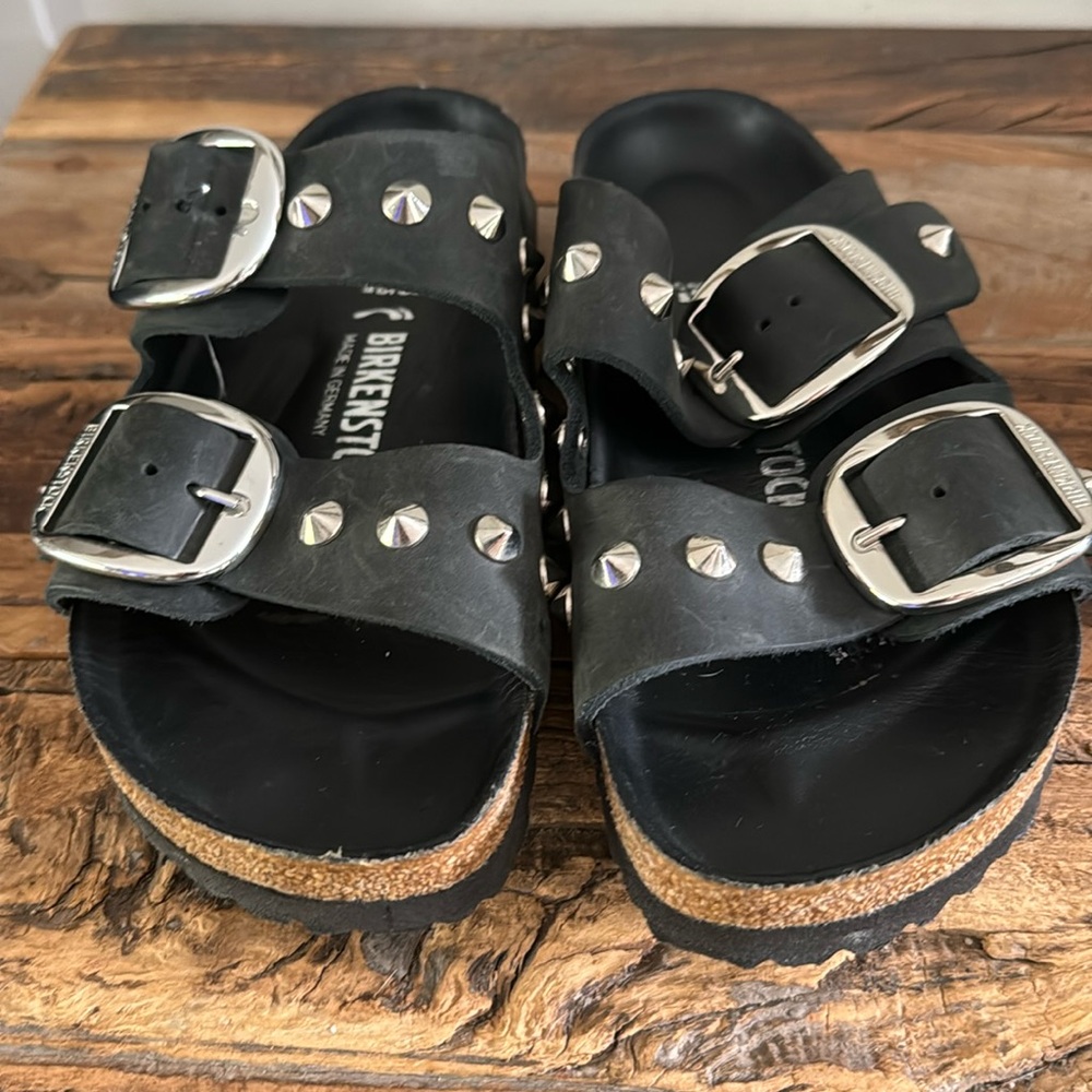 Birkenstock🖤 Arizona Big buckle studded custom sandals size 38